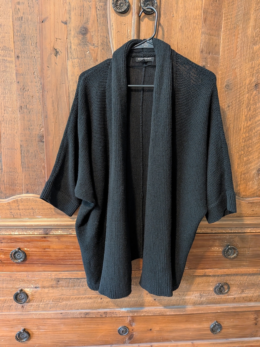 Banana Republic Black Open-Front Knit Cardigan
